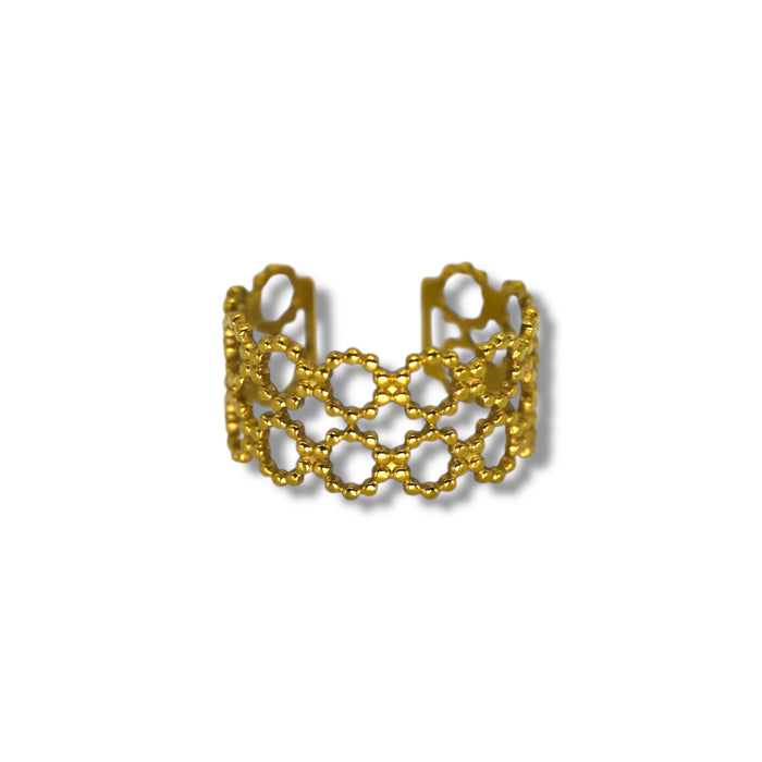 Bague dorée ajustable en acier inoxydable ✨