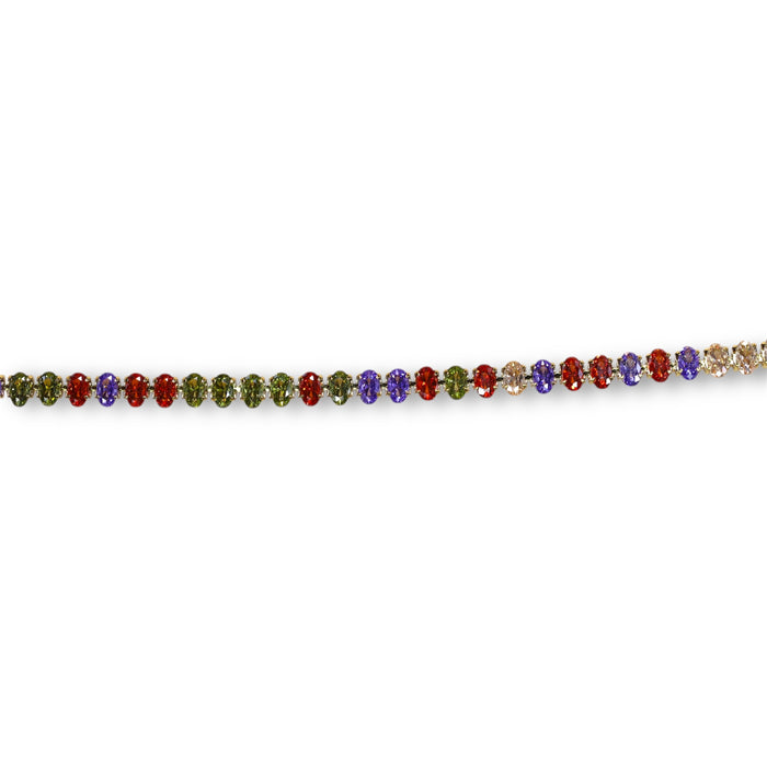 Bracelet tennis doré – Pierres ovales colorées en zirconium ✨