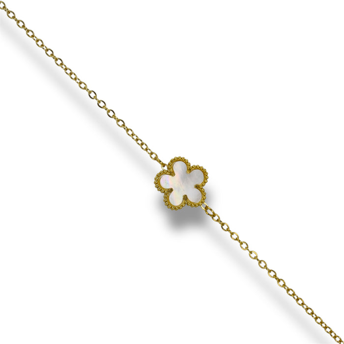 Bracelet Or mono-fleur nacré - Acier Inoxydable ✨
