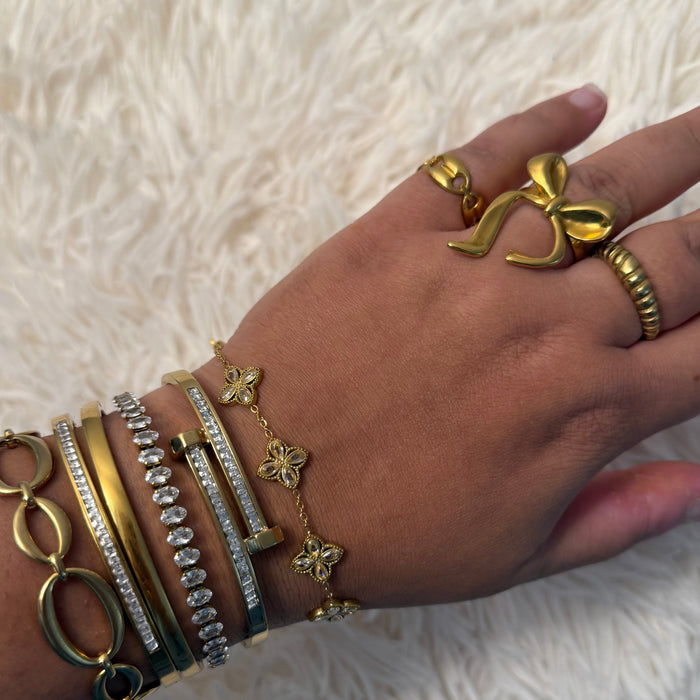Bracelet avec trèfles en zirconium - Acier inoxydable ✨