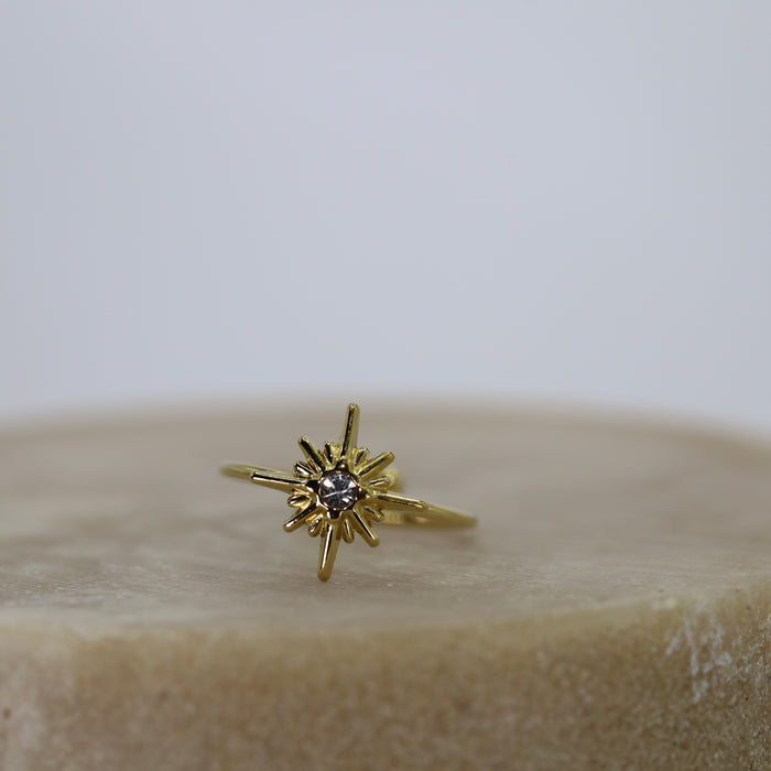 Bague dorée ajustable avec pierres en zirconium en acier inoxydable ✨