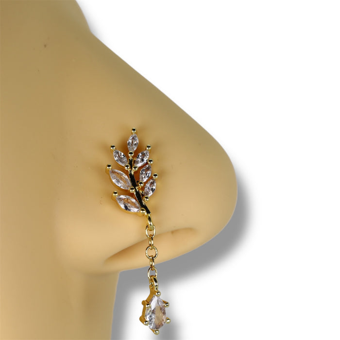 Piercing nez doré avec petit pendentif mobile - Acier Inoxydable ✨