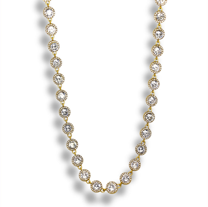 Collier Tennis Princesse Pierres Rondes - Acier Inoxydable