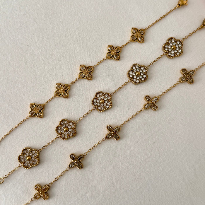 Bracelet avec trèfles en zirconium - Acier inoxydable ✨