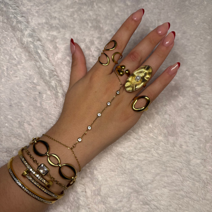 Bague dorée ajustable en acier inoxydable ✨