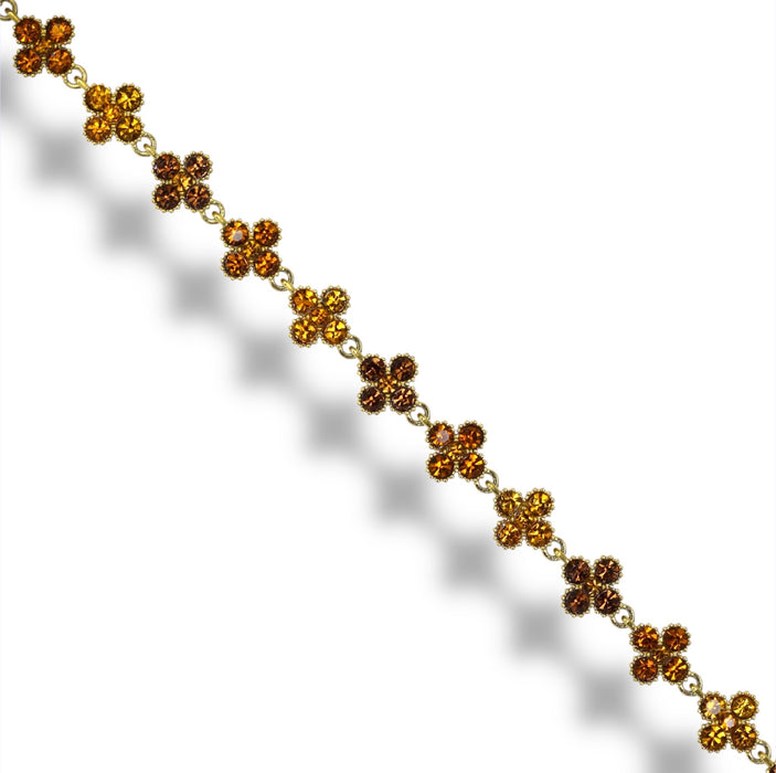 Bracelet tennis trèfle en acier inoxydable – pierre caramel ✨