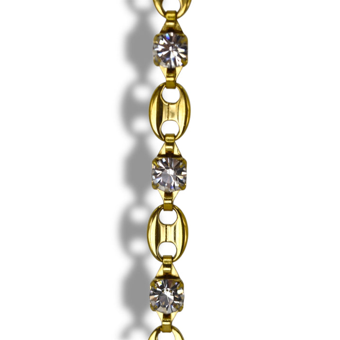Bracelet Or chaîne graines de café & Zirconium – Acier Inoxydable ✨
