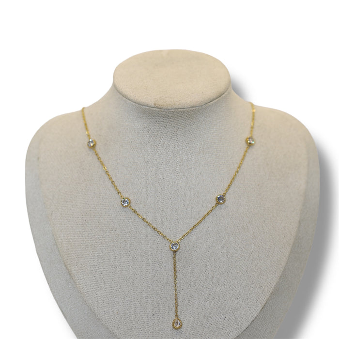 Collier sautoir doré plongeant – Zirconium délicats ✨