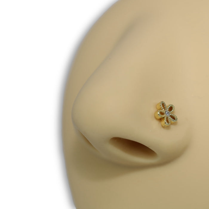 Piercing Nez Fleur Vintage Or – Acier Inoxydable ✨