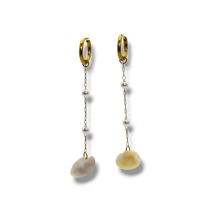 Boucles d’oreilles créoles dorées – Véritables coquillages de l’île Maurice 🇲🇺
