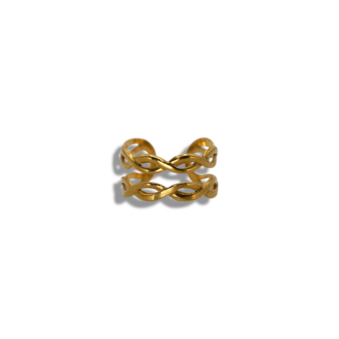 Bague dorée ajustable en acier inoxydable ✨