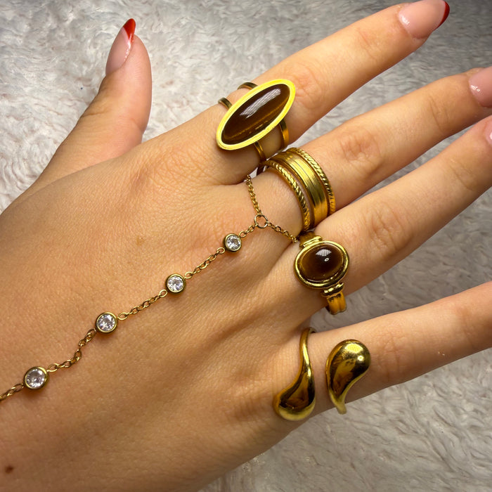 Bague dorée ajustable en acier inoxydable ✨