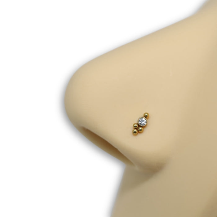 Piercing Nez Zircon & Billes – Acier Inoxydable ✨
