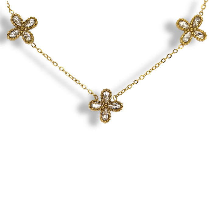 Collier en or  Cinq trèfles incrusté - Acier Inoxydable ✨