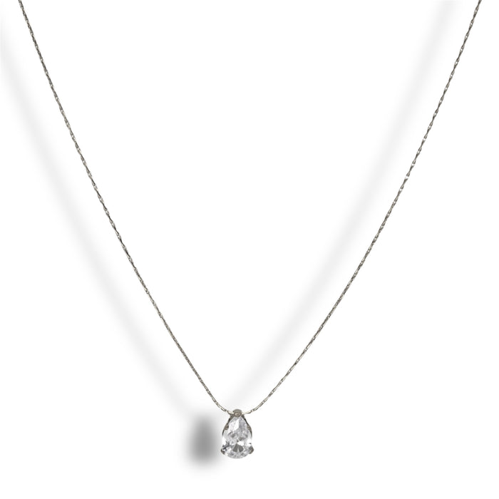 Collier Argent goutte en zirconium – Acier inoxydable ✨