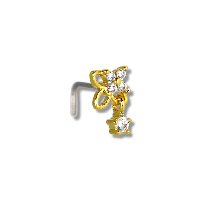 Piercing nez doré avec petit pendentif mobile - Acier Inoxydable ✨