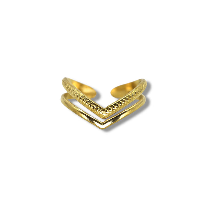 Bague dorée ajustable en acier inoxydable ✨