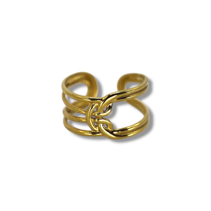 Bague dorée ajustable en acier inoxydable ✨