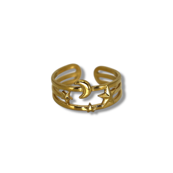 Bague dorée ajustable en acier inoxydable ✨