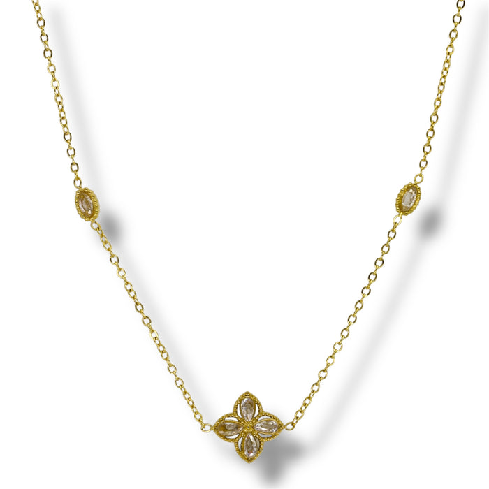 Collier Or Trèfle en Zirconium - Acier Inoxydable ✨