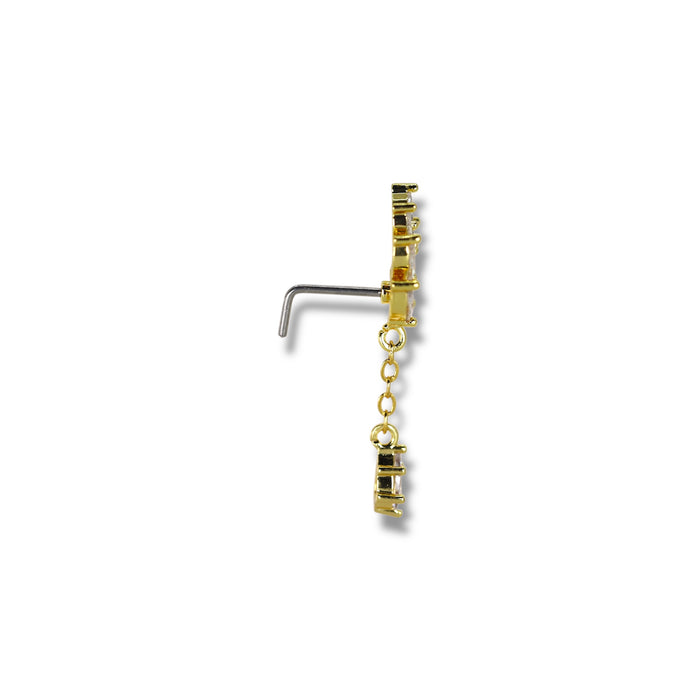 Piercing nez doré avec petit pendentif mobile - Acier Inoxydable ✨