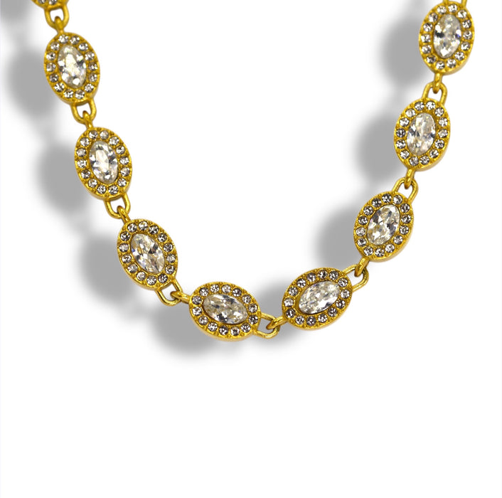 Collier Tennis Princesse Pierres Ovales - Acier Inoxydable