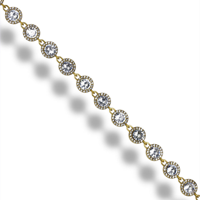 Bracelet Tennis Princesse Pierres Rondes - Acier Inoxydable