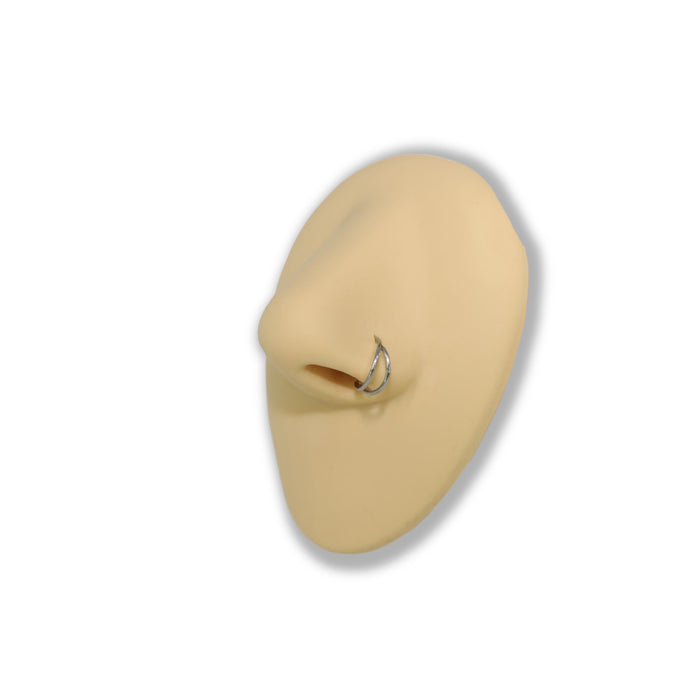 Piercing de nez – Anneau double en acier inoxydable argenté ✨