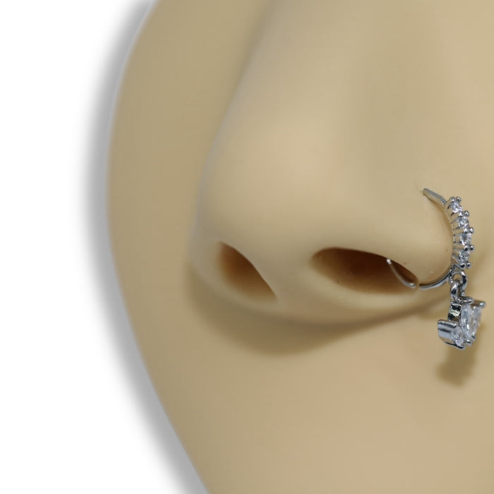 Piercing Oreille Anneau Cristal avec Pendentif – Acier Inoxydable ✨