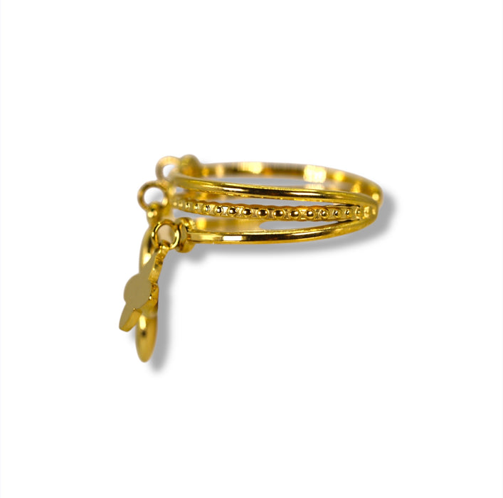 Bague dorée ajustable avec breloque en acier inoxydable ✨
