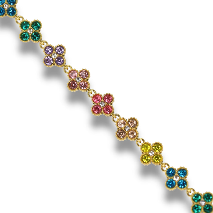 Collier tennis trèfle en acier inoxydable – pierre multicolore ✨