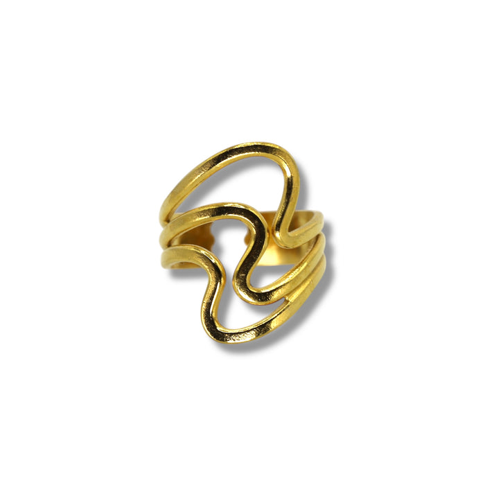 Bague dorée ajustable en acier inoxydable ✨