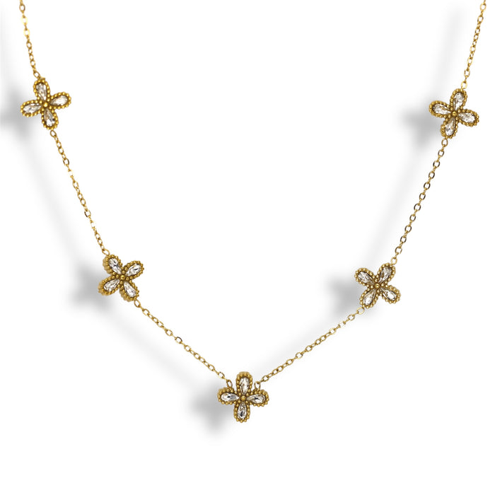 Collier en or  Cinq trèfles incrusté - Acier Inoxydable ✨