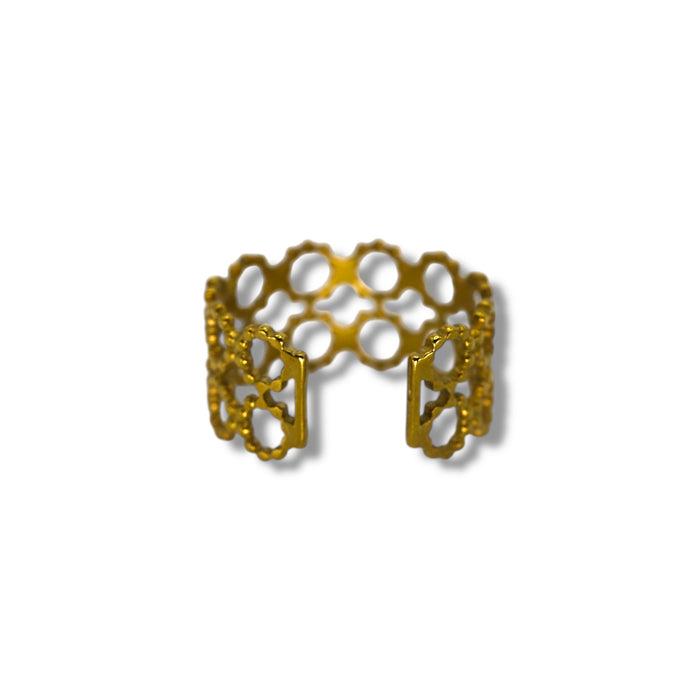 Bague dorée ajustable en acier inoxydable ✨