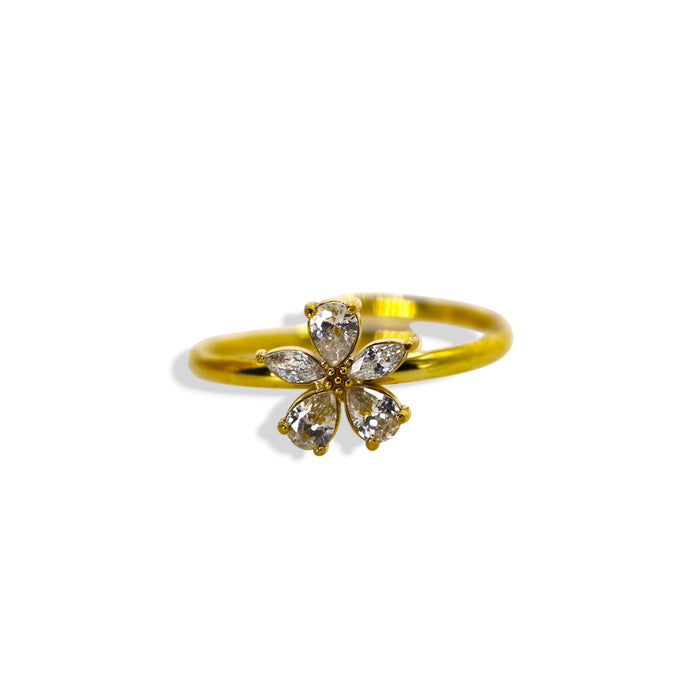 Bague dorée ajustable avec pierres en zirconium en acier inoxydable ✨