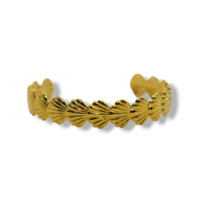 Manchette dorée – Motif coquillages ✨