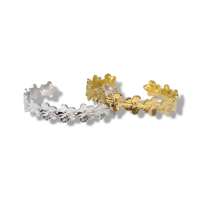 Manchette ajustable motif floral – Élégance romantique ✨
