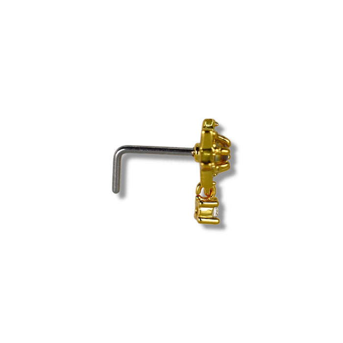 Piercing nez doré avec petit pendentif mobile - Acier Inoxydable ✨