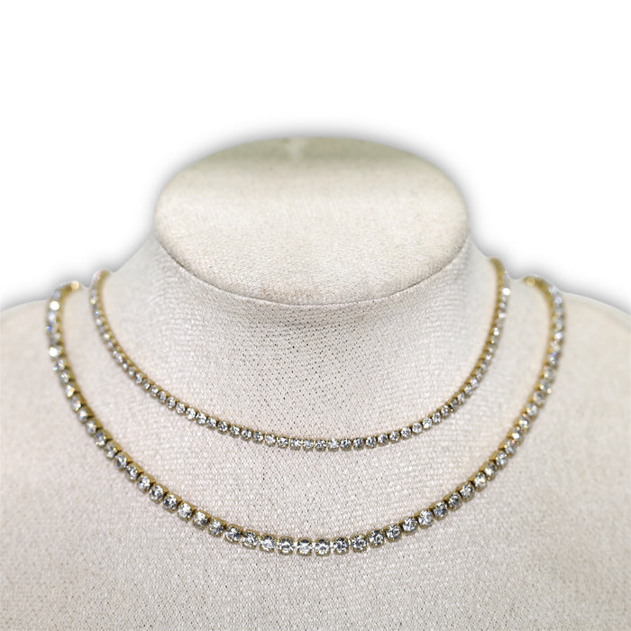 Collier or tennis fin – Pierres carrées en zirconium ✨