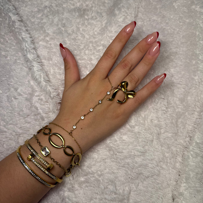Bague dorée ajustable en acier inoxydable ✨