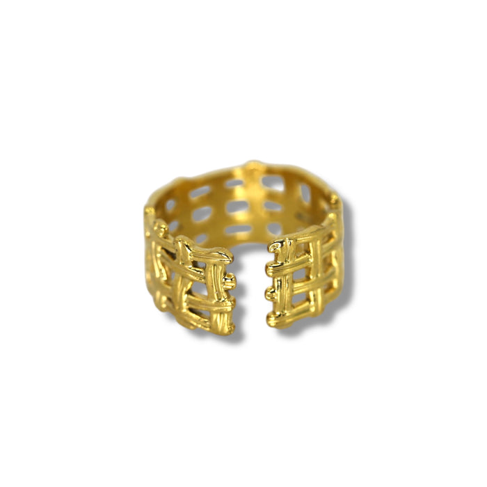 Bague dorée ajustable en acier inoxydable ✨