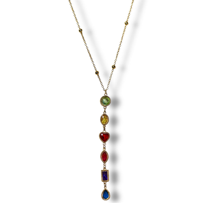 Collier Y Multicolore Doré - Acier inoxydable ✨