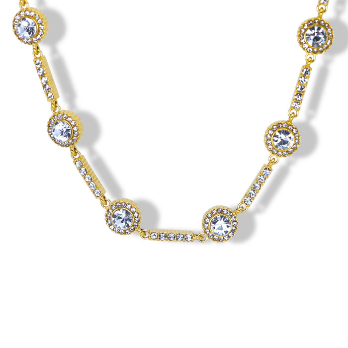Collier zirconium géométrique – Ronds & barres scintillants