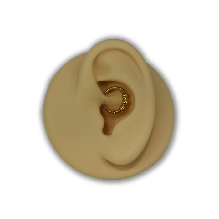 Piercing Anneau Perlé Clipsable en Acier Inoxydable Doré ✨