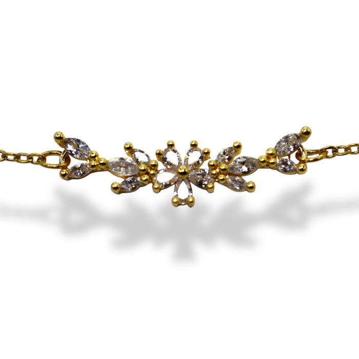 Bracelet argenté fleur en zirconium ✨