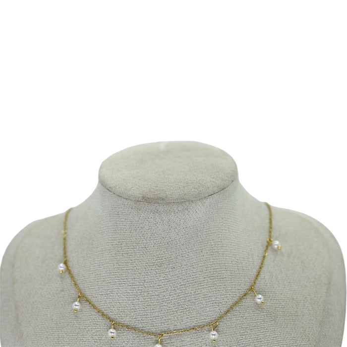 Collier Or avec perle blanche – Acier inoxydable ✨