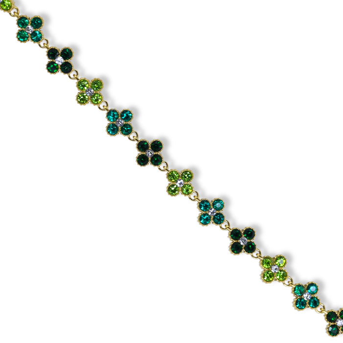 Collier tennis trèfle en acier inoxydable – pierre verte ✨