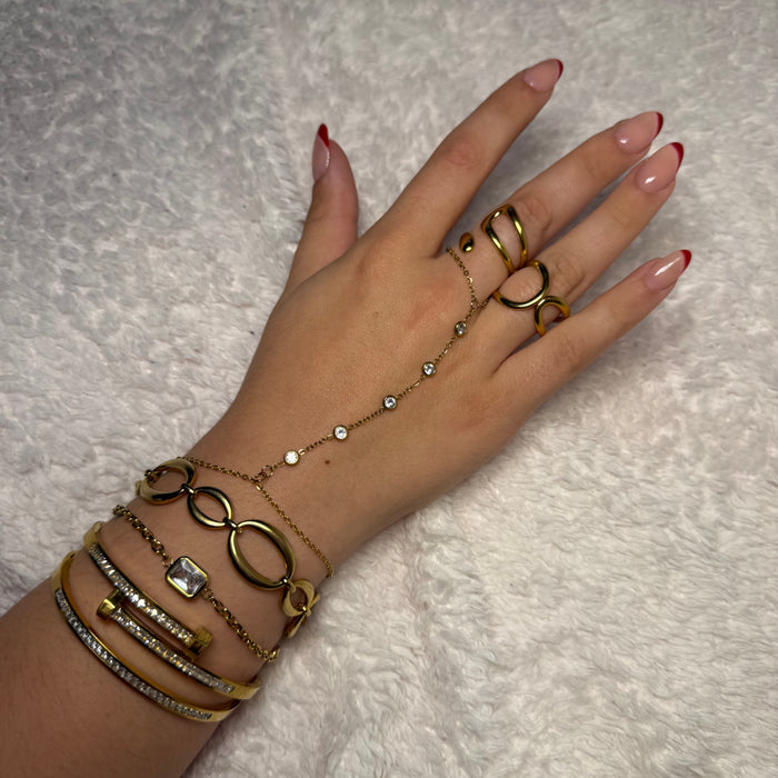 Bague dorée ajustable en acier inoxydable ✨