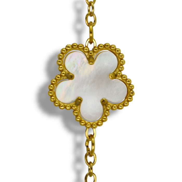 Bracelet Or mono-fleur nacré - Acier Inoxydable ✨