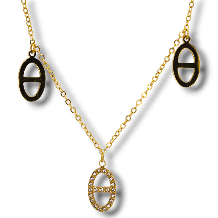 Collier mailles marines pendentifs - Acier Inoxydable ✨
